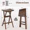 30 Inch Teak Folding Bar Stools Set of 2 Portable Saddle Seat Stools for Kitchen Island and Patio